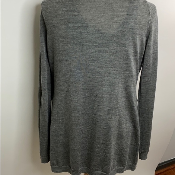 LOFT Gray Long Cardigan With Ruffled Edges - Picture 5 of 7